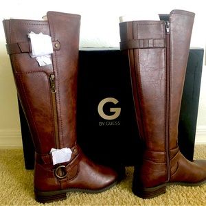 Brand New Guess leather boots. Zipper close below knee.